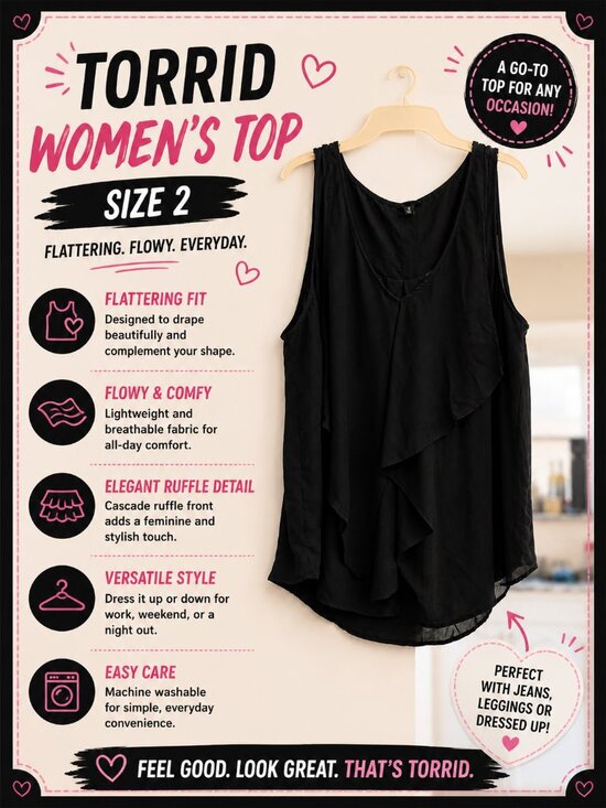 Torrid Curve Tops - Torrid Black Sleeveless Blouse Women’s Size 2